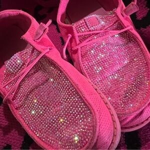 Sparkling Pink Shoes with Rhinestones HEYDudes